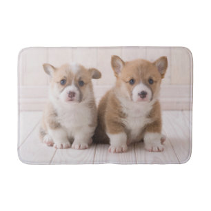 Cutest Baby Animals Two Baby Corgis Sitting Bath Mat