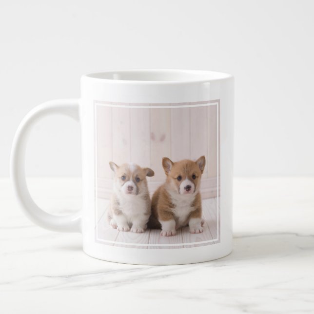 Cutest Baby Animals | Two Baby Corgis Sitting Large Coffee Mug (Left)
