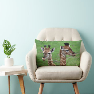 Cutest Baby Animals Two Baby Giraffes Lumbar Pillow
