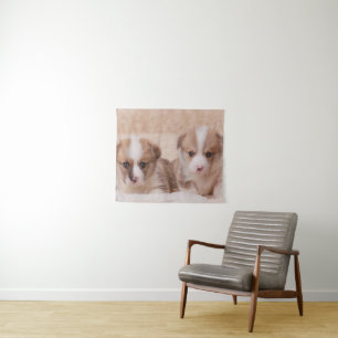 Cutest Baby Animals   Two Corgi Puppies Tapestry