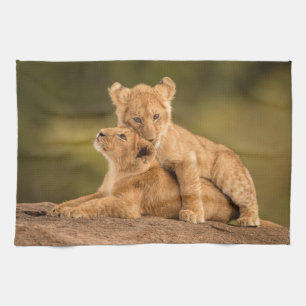 Cutest Baby Animals   Two Lion Cubs Kitchen Towel