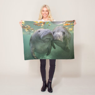 Cutest Baby Animals Two Manatees Fleece Blanket