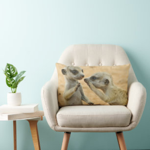 Cutest Baby Animals   Two Young Meerkats Lumbar Pillow