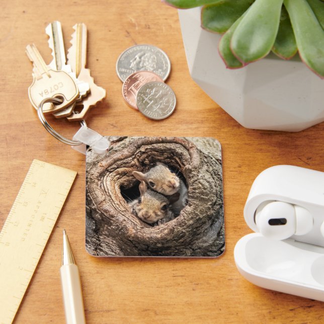 Cutest Baby Animals | Two Young Squirrels Keychain (Desk)