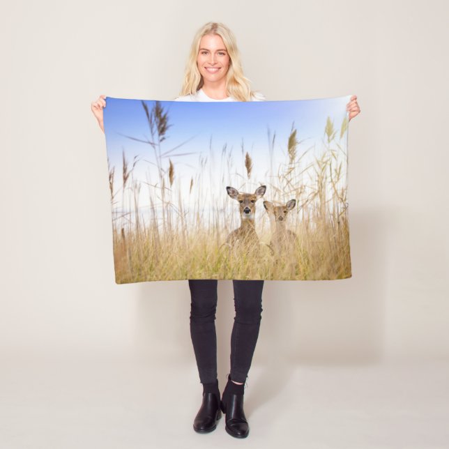 Cutest Baby Animals | Two Young White Tailed Deer Fleece Blanket (In Situ)