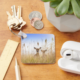 Cutest Baby Animals Two Young White Tailed Deer Keychain