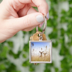 Cutest Baby Animals Two Young White Tailed Deer Keychain