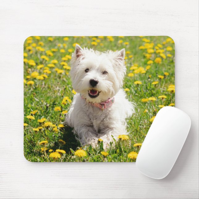 Cutest Baby Animals | Westie Dog in Dandelions Mouse Pad (With Mouse)