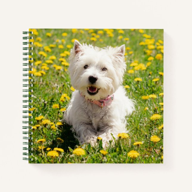 Cutest Baby Animals | Westie Dog in Dandelions Notebook (Front)