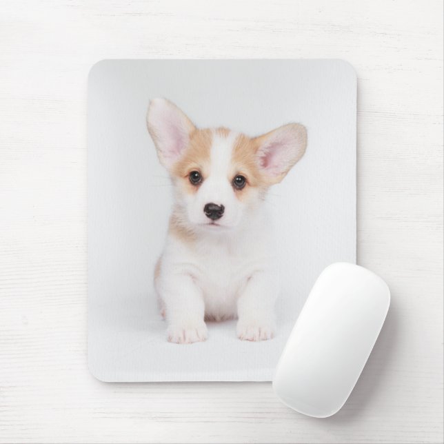 Cutest Baby Animals | White Corgi Puppy Mouse Pad (With Mouse)