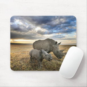 Cutest Baby Animals   White Rhino & Calf Mouse Pad