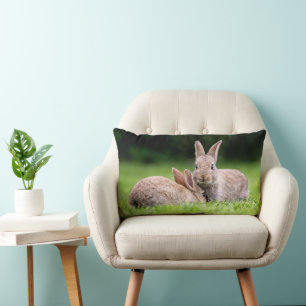 Cutest Baby Animals Wild Bunny Rabbits Lumbar Pillow