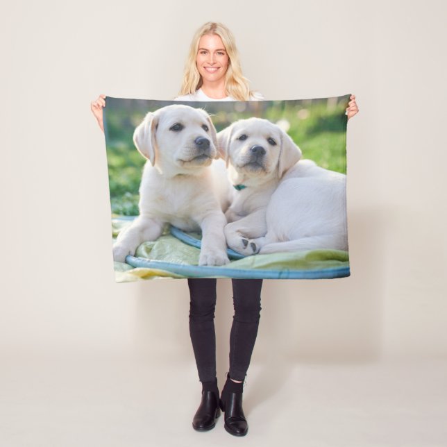 Cutest Baby Animals | Yellow Labrador Retrievers Fleece Blanket (In Situ)