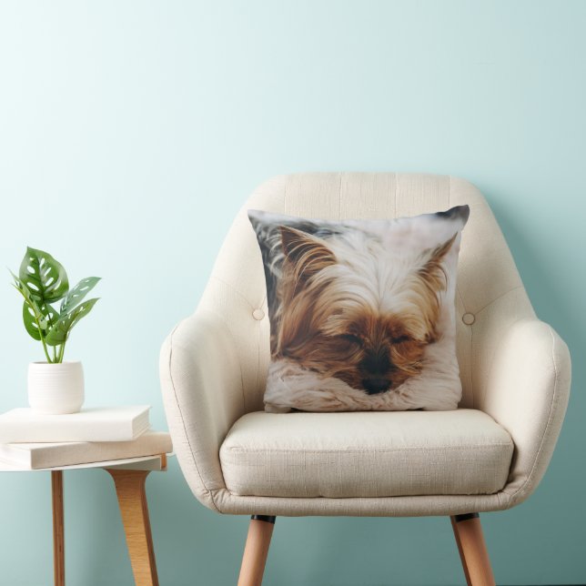 Cutest Baby Animals | Yorkshire Terrier Throw Pillow (Chair)