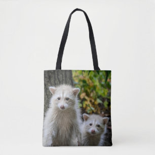 Cutest Baby Animals   Young Blonde Raccoons Tote Bag