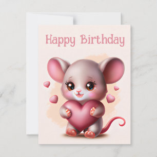 Cutest Baby Mouse with Valentine's Heart  Holiday Card