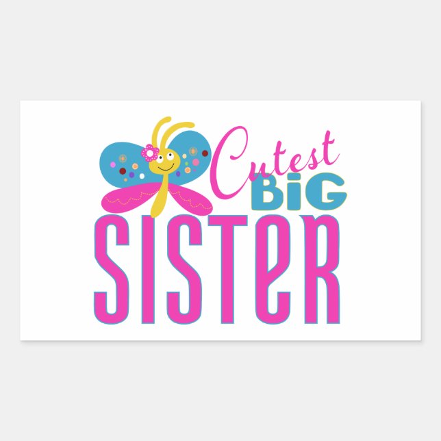 Cutest Big Sister - Butterfly Sticker (Front)