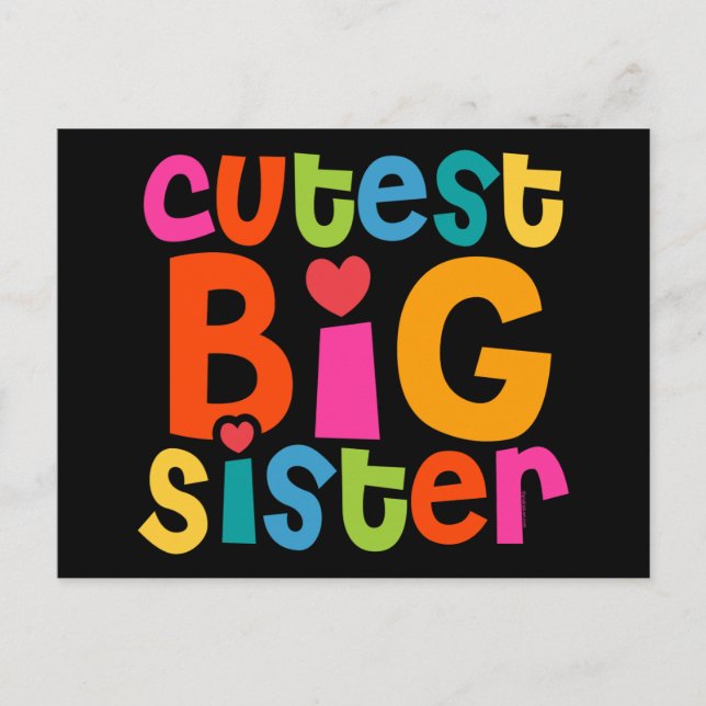 Cutest Big Sister Postcard (Front)