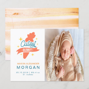 Cutest Bunny Birth Announcement Card