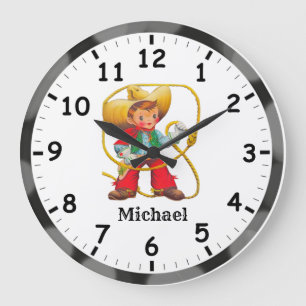 Cutest Cowboy Ever! Personalize Large Clock