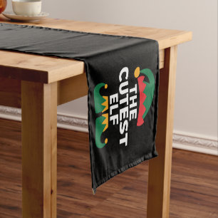 Cutest Elf Matching Family Christmas Short Table Runner