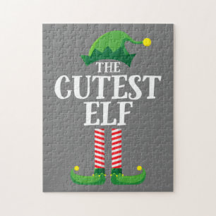 Cutest Elf Matching Family Group Christmas Party Jigsaw Puzzle