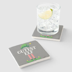 Cutest Elf Matching Family Group Christmas Party Stone Coaster