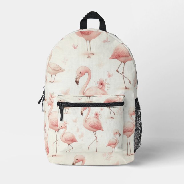 Cutest Flamingo Flock Printed Backpack (Front)