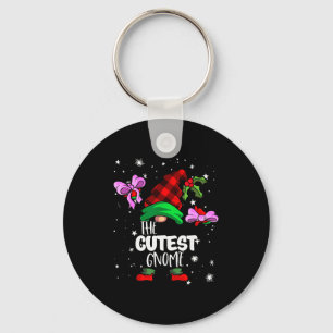 Cutest Gnome Red Buffalo Plaid Matching Family Chr Keychain