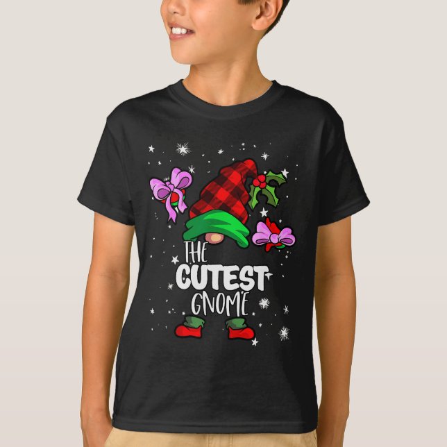 Cutest Gnome Red Buffalo Plaid Matching Family Chr T-Shirt (Front)