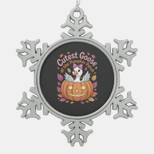 Cutest Goose at the Pumpkin Patch Thanksgiving Snowflake Pewter Christmas Ornament