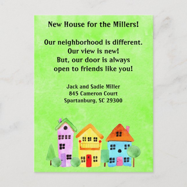 Cutest House on the Block New Address Moving Cards (Front)