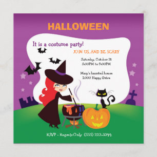 Cutest Kid Halloween Party with witch Invitation