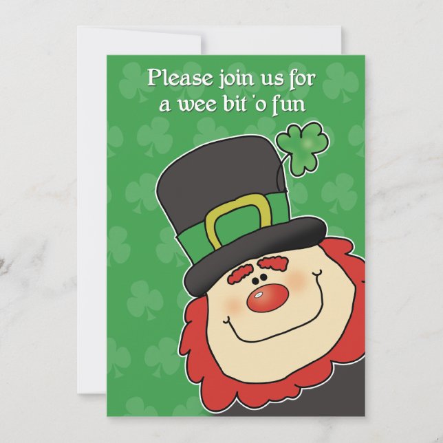 CUTEST LEPRECHAUN St. Patricks Day Invitation (Front)