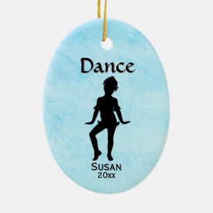 Cutest Little Dancer Blue-Green Name / Date Ceramic Ornament