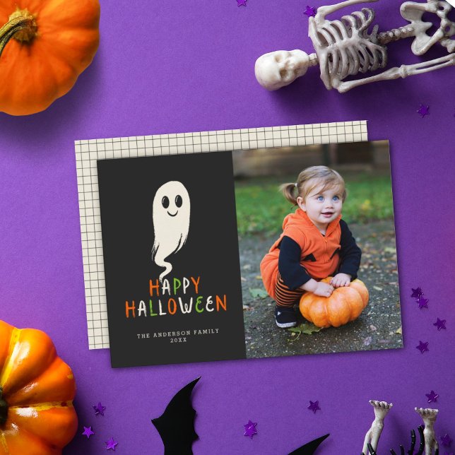 Cutest Little Ghost Happy Halloween Photo Holiday Card (Creator Uploaded)