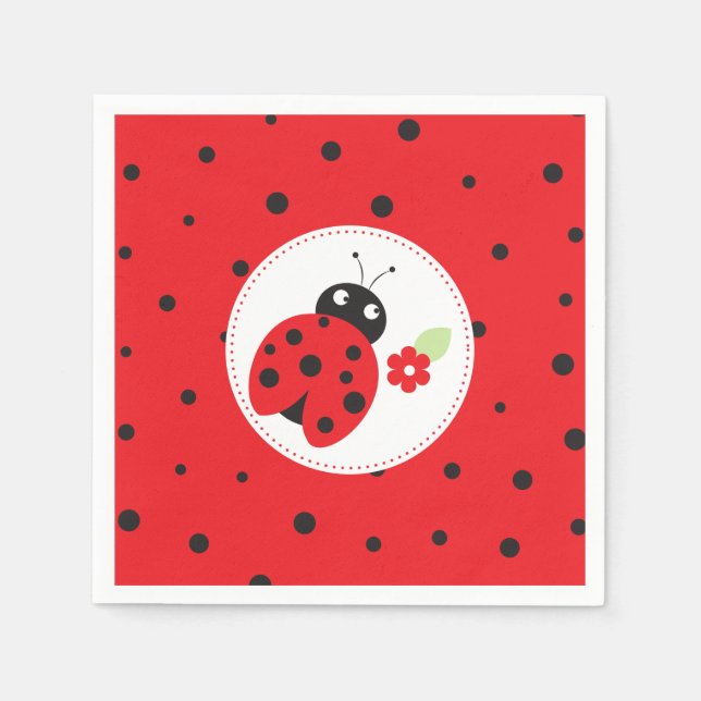 Cutest Little Ladybug Kids Birthday Party Napkin (Front)