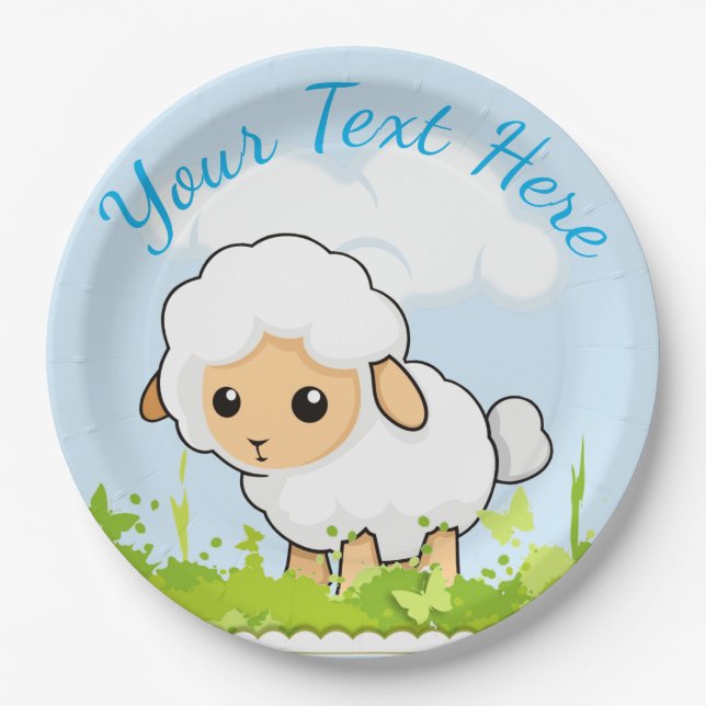 Cutest Little Lamb Paper Plate (Front)