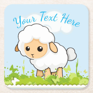 Cutest Little Lamb Square Paper Coaster