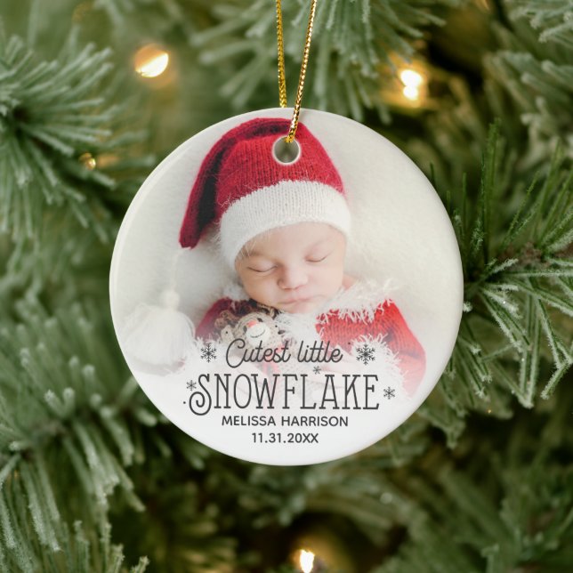 Cutest little snowflake baby first christmas ceramic ornament (Tree)