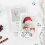 Cutest little snowflake photo birth announcement<br><div class="desc">Spread the news of your latest addition to your family with this Christmas and winter-themed holiday birth announcement card. Easily customize the front of the card with your baby's name and date of birth, and with one of your favourite newborn pictures with a lovely dark grey overlay script that reads...</div>