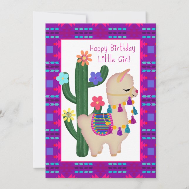Cutest Llama Ever! Happy Birthday Little Girl (Front)