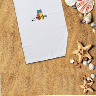 Cutest luxury colourful initial name A white Beach Towel
