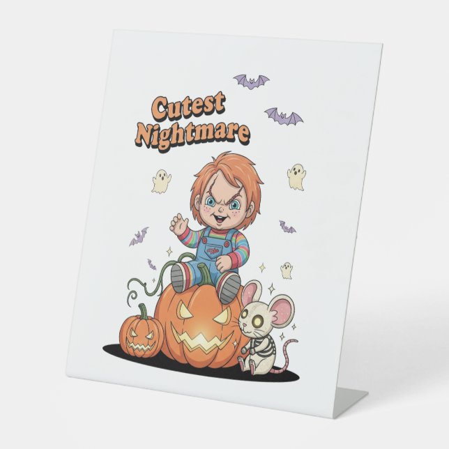 Cutest Nightmare Chucky Halloween Pedestal Sign (Front)