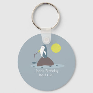 Cutest Penguin Fishing Birthday Party Keychain