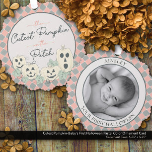 Cutest Pumpkin–Baby's First Halloween Pastel Colou Ornament Card