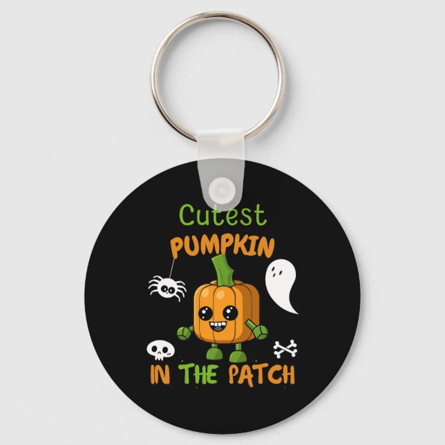 Cutest Pumpkin In The Patch Boy Girl Toddler Fall  Keychain (Front)