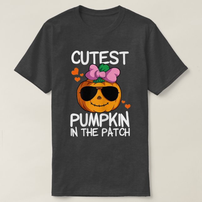 Cutest Pumpkin In The Patch Funny Halloween Thanks T-Shirt (Design Front)