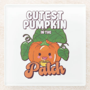 cutest pumpkin in the patch glass coaster