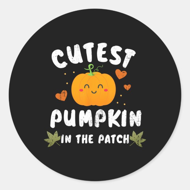 Cutest Pumpkin In The Patch Halloween Fall Costume Classic Round Sticker (Front)